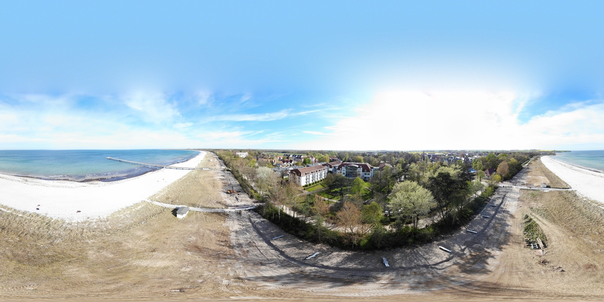 Panoramaaufnahme Baufortschritt Dünenpromenade Boltenhagen 24.04.2020