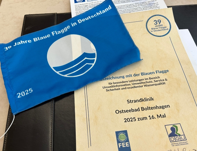 das Zertifikat für die Auszeichnung zur sehr guten Badewasserqualität im Ostseebad Boltenhagen.